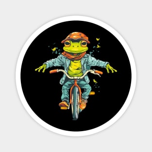 Funny Frog On A Bike Magnet